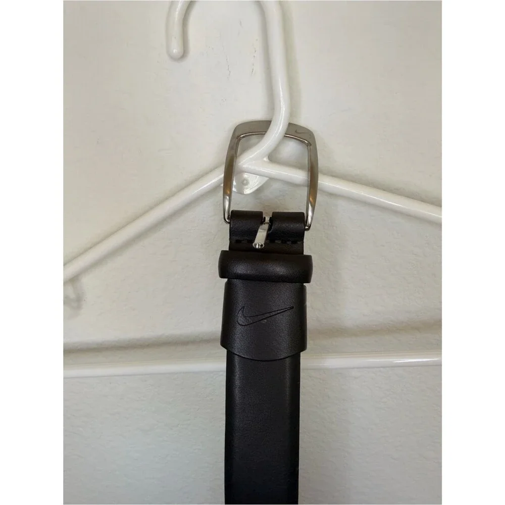 NWT Nike Golf Black Belt Silver Buckle Swoosh Dress Belt Mens Size 38 Casual